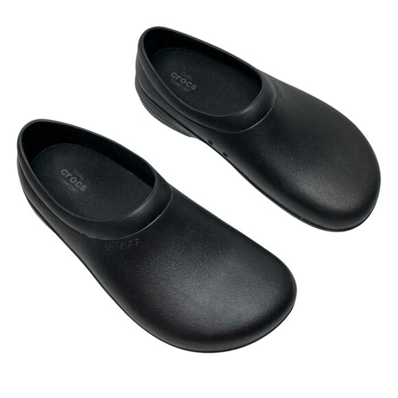 Crocs Mens Black On the Clock Dual Comfort Slip-Resistant Work Clogs 10 - Picture 1 of 11